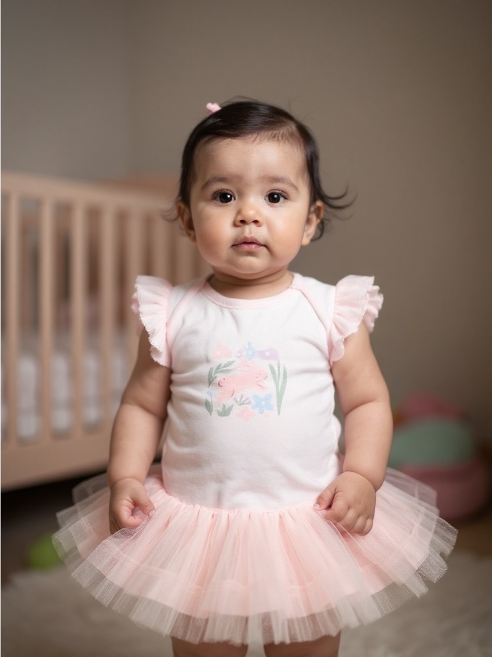 Carter's NB White Bodysuit with Pink Tulle Skirt and Bunny Print NWT